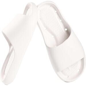 New Getoeu Womens Size 6 White PU Slip On Anti Slip Open Toe Shower Sandal Shoes